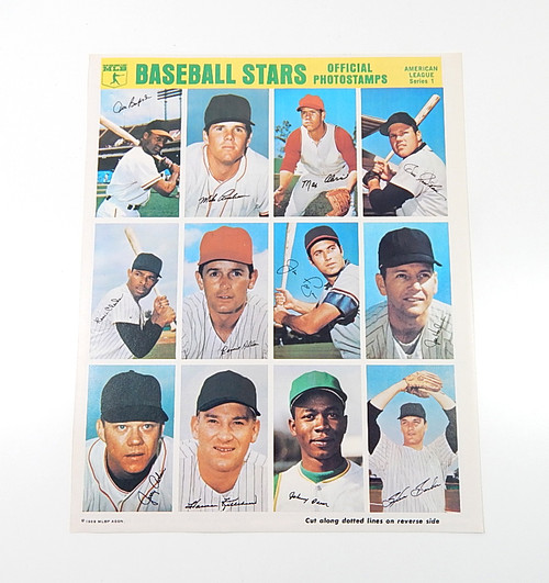 1969 MLB Photostamps Uncut AL Series 1 Sheet Killebrew Freehan Fregosi