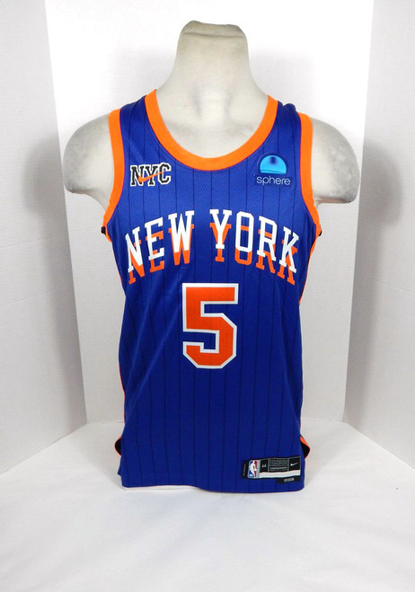 2021-22 Mens New York Knicks Immanuel Quickley #5 Swingman Sphere Blue Jersey Nike 44