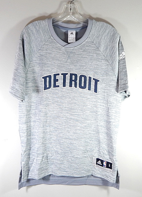 Detroit Pistons On-Court Shooter Adidas Warm Up Shirt Medium Heather Gray New