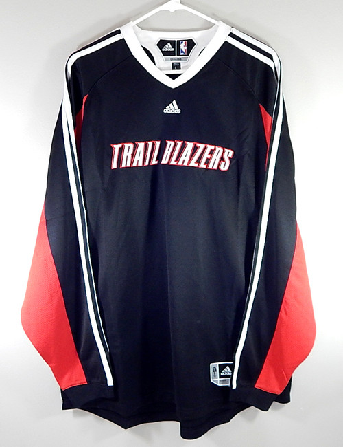 Portland Trail Blazers Adidas Climalite LS Warm Up Shirt XL Black Red New