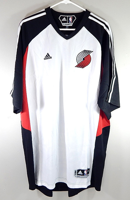 Portland Trail Blazers Adidas Climalite Warm Up Shirt 2XLT White Red Black New