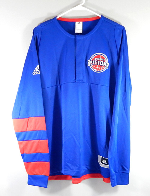 Detroit Pistons On-Court Shooter Adidas LS Warm Up Shirt Adult Medium Blue New