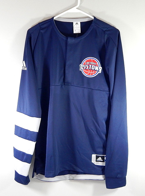 Detroit Pistons On-Court Shooter Adidas LS Warm Up Shirt Adult Small Navy New