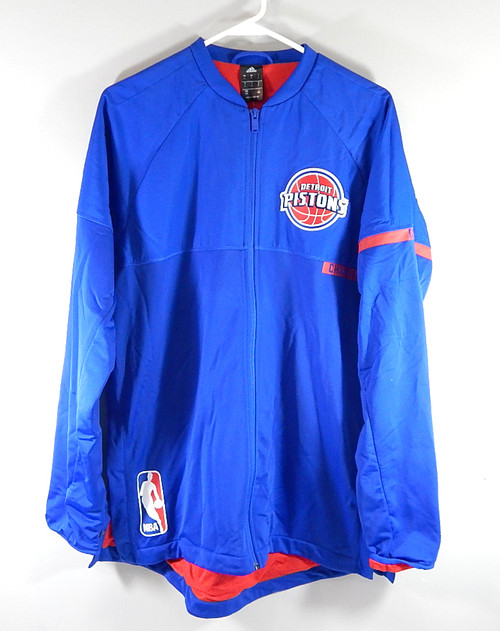 Detroit Pistons Logo Adidas On-Court Warm Up Jacket Adult Large Blue New
