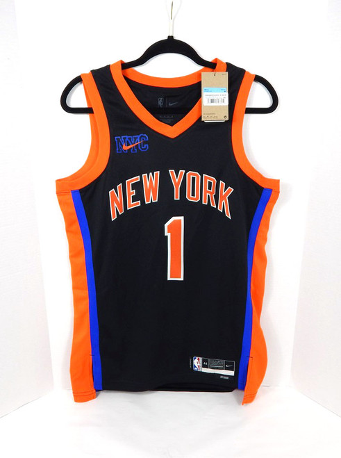 2022-23 Mens New York Knicks Obi Toppin #1 Swingman Black Jersey Nike 44