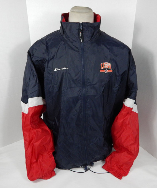 2000's Mens Team USA Travel Team Issued Basketball Navy Jacket Champion XXL