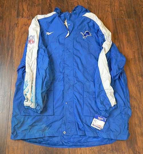 1990's Detroit Lions Reebok NFL Pro Line Vintage Coat Jacket Hooded XXL DJ066558