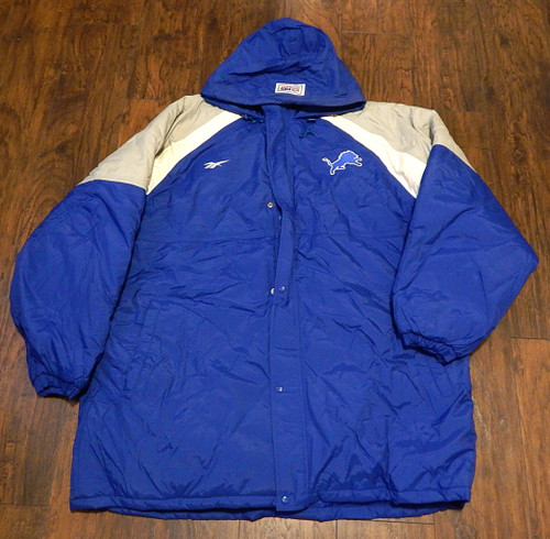1990's Detroit Lions Reebok NFL Pro Line Vintage Winter Coat Hood XXL DJ066564