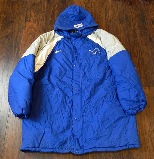 1990's Detroit Lions Reebok NFL Pro Line Vintage Hooded Winter Coat XXL DJ066574