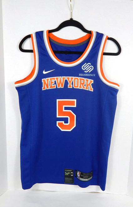 2021-22 Mens New York Knicks Immanuel Quickley #5 Swingman Jersey Square Space Nike Blue 40