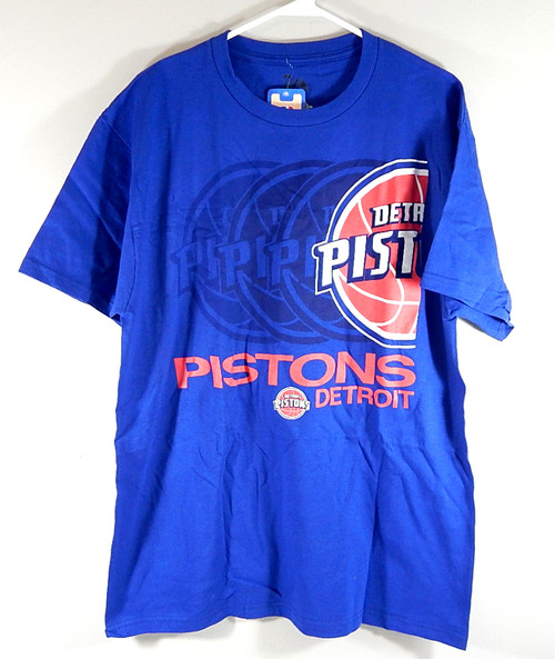Detroit Pistons Hookup Logo T-Shirt Shirt Majestic Adult Size XL Blue New