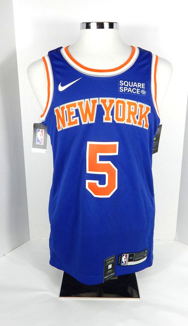 2021-22 Mens New York Knicks Immanuel Quickley #5 Icon Blue Jersey Nike 44