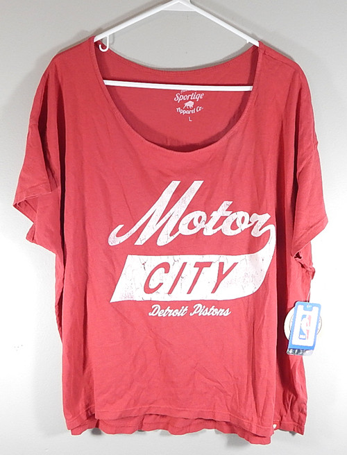 Detroit Pistons Motor City Red Steel Sportiqe Ladies Shirt Size Medium New