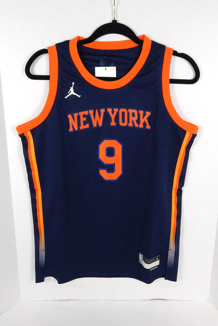 2022-23 Youth New York Knicks RJ Barrett #9 Swingman Navy Jersey Jordan L 801860