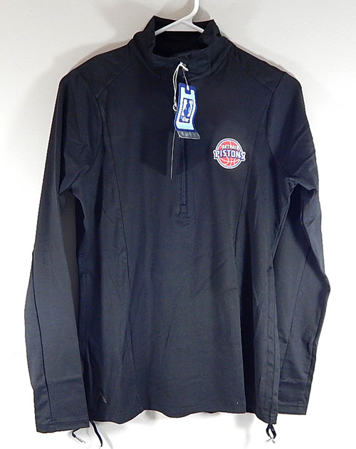 Detroit Pistons NBA For Her Antigua 1/4 Zip Ladies LS Shirt Size M Black New