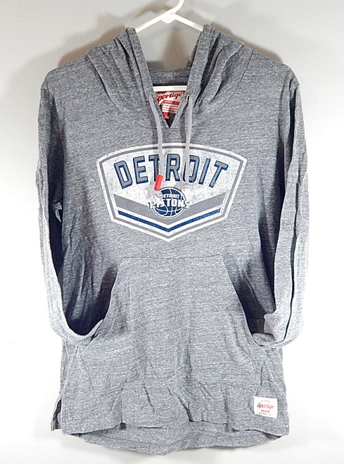 Detroit Pistons Detroit Logo Sportiqe Womens Hoodie Sweatshirt Large Gray New