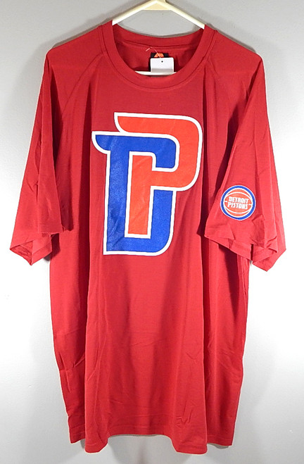 Detroit Pistons Varsity Logo Shirt Elbowgrease Athletics Red Adult XL New