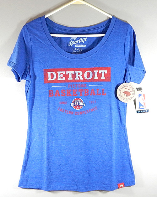 Detroit Pistons Basketball Sportiqe Ladies Comfy Tee Shirt Size XXL Blue New