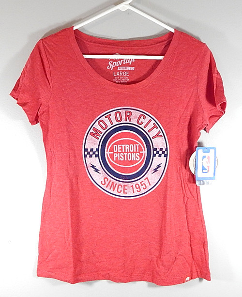 Detroit Pistons Retro Motor City Sportiqe Scoop Neck Shirt Womens XXL Red New
