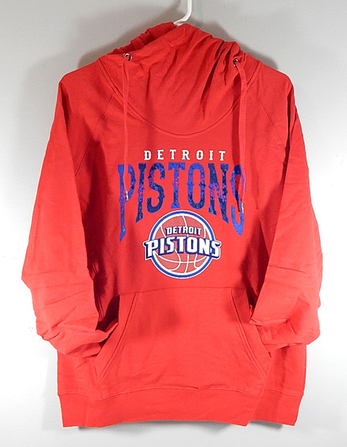 Detroit Pistons Crossover 5th & Ocean Hoodie Sweatshirt Womens Large Red New
