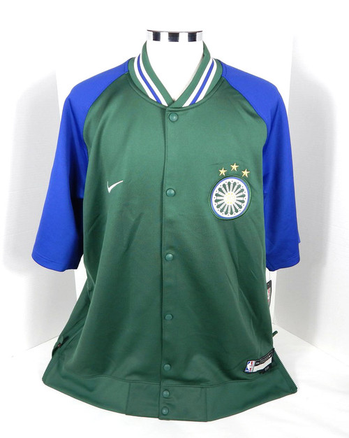 2022-23 Mens Detroit Pistons Game Issued St Cecilia Warm Up Green Shirt Nike 2XL