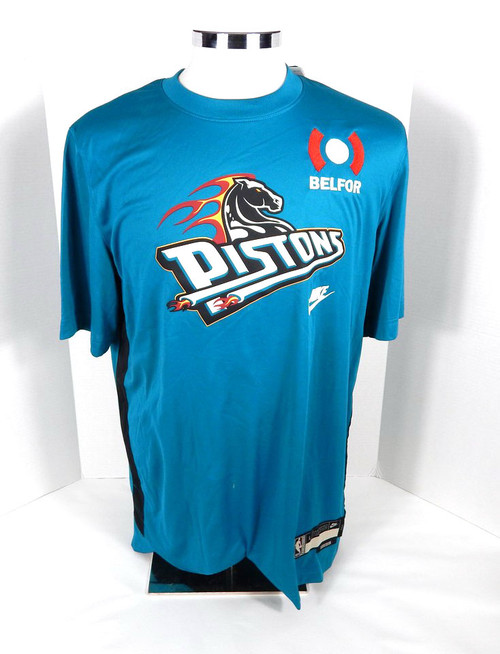 2022 Mens Detroit Pistons Team Issued Classic Shooting Teal Shirt Nike Large