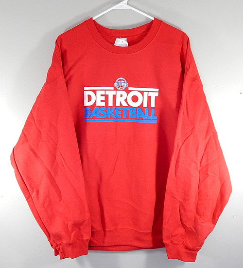Detroit Pistons Detroit Basketball Logo Crewneck Sweatshirt Adult XL Red New