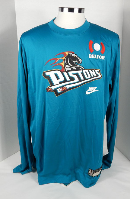 2022-23 Mens Detroit Pistons Game Issued Classic L/S Shooting Teal Shirt Nike XL