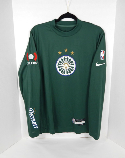2022-23 Mens Detroit Pistons Game Issued St Cecilia Green L/S Shirt Nike S