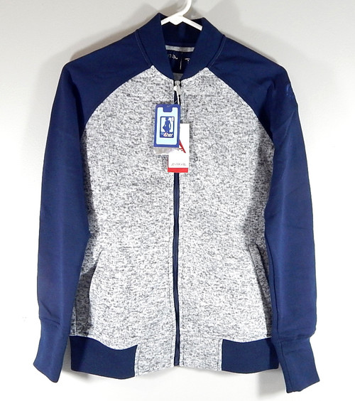 Detroit Pistons NBA For Her Antigua LS Zip Up Shirt Womens Medium Blue Gray New