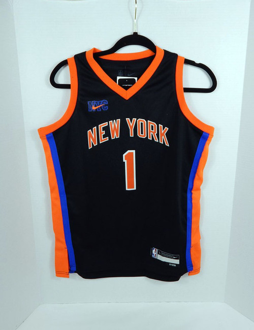 2020-21 Youth New York Knicks Obi Toppin #1 Swingman City Black Jersey Nike L