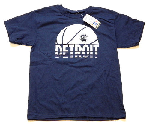 Detroit Pistons Ball Logo NBA Item of the Game Shirt Navy Blue New Youth Large