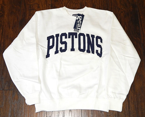 Detroit Pistons Script Logo Gear For Sports Crewneck Sweatshirt White New XL