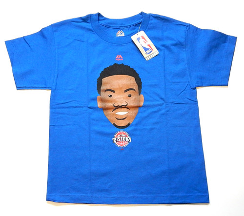 Detroit Pistons Reggie Jackson Emoji Majestic NBA Shirt Blue New Youth Large
