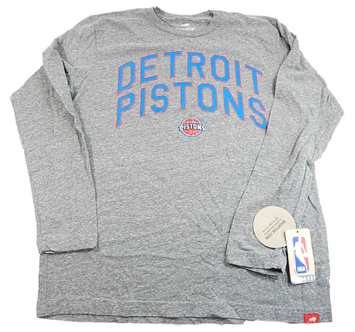 Detroit Pistons Comfy Script Logo Sportiqe LS Shirt Heather Gray New Adult L
