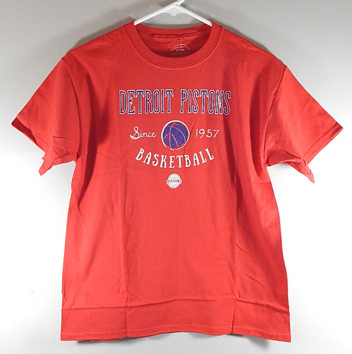 Detroit Pistons Throwback Logo Red NBA Item of the Game Shirt New Youth M