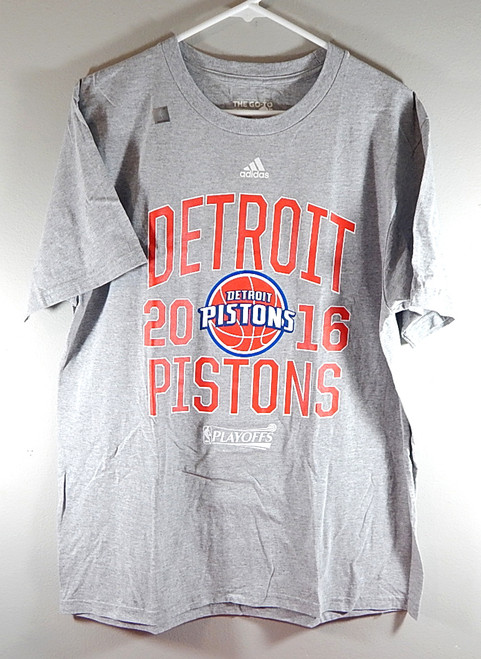 Detroit Pistons 2016 NBA Playoffs Heather Gray Adidas Shirt New Adult Large