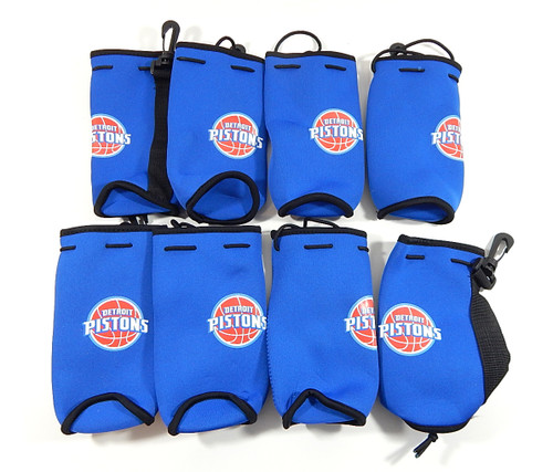 Lot of (8) Detroit Pistons Logo Royal Blue NBA Bottle Holder Sleeves New