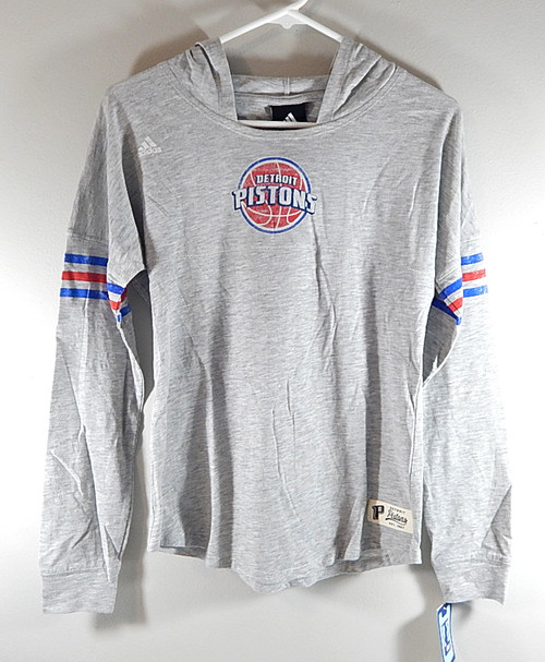 Detroit Pistons Logo Heather Adidas NBA 4 Her Hoodie Shirt New Youth Girls L