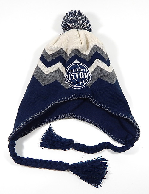 Detroit Pistons Logo NBA Pom Knit Tassel Beanie Winter Hat Cap New