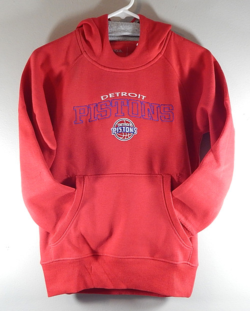 Detroit Pistons Logo Victory Red NBA Antigua Hoodie Sweatshirt New Youth L
