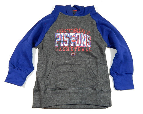 Detroit Pistons Logo Charcoal Royal NBA Hardwood Classics Hoodie Shirt New 3T