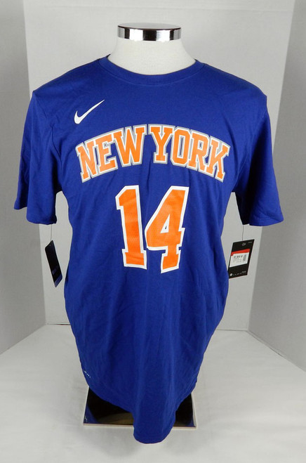 2018 Mens New York Knicks Allonzo Trier #14 Front Logo N&N Blue T-Shirt Nike L