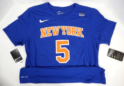 2018 Mens New York Knicks Dennis Smith Jr #5 Front Logo Blue T-Shirt Nike L