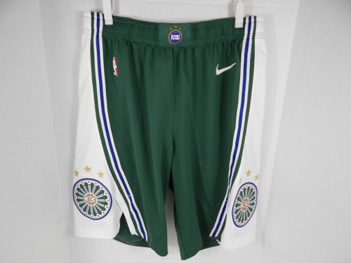 2022-23 Detroit Pistons Game Issued Green Shorts City Saint Cecilia Nike 40R 8S