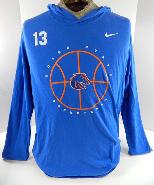 Boise State Broncos Team Issue Nike Blue Longsleeve Basketball Shirt w/ Hood XXL