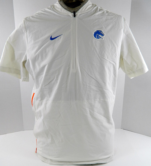 Boise State Broncos Team Issued Nike White Short Sleeve 1/4 Zip Windbreaker S