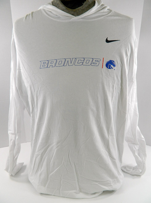 Boise State Broncos Team Issued Nike White Longsleeve Shirt w/ Hood Size S