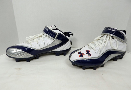 2010 Auburn Under Armour Team Fierce 3 White/Silver/Navy Football Cleats 12