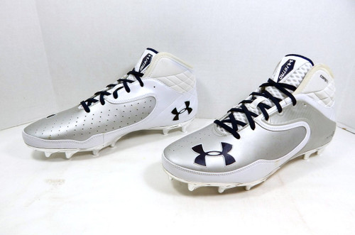 2013 Utah State Under Armour Team Nitro Icon Mid MC Silver Football Cleats 12